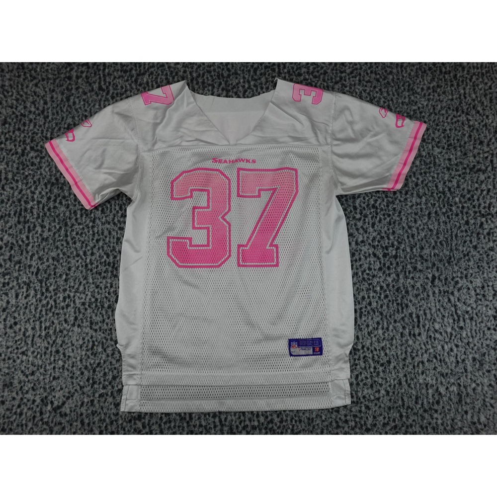 Reebok Seattle Seahawks Jersey Youth M White Pink Shaun Alexander 37 Mesh